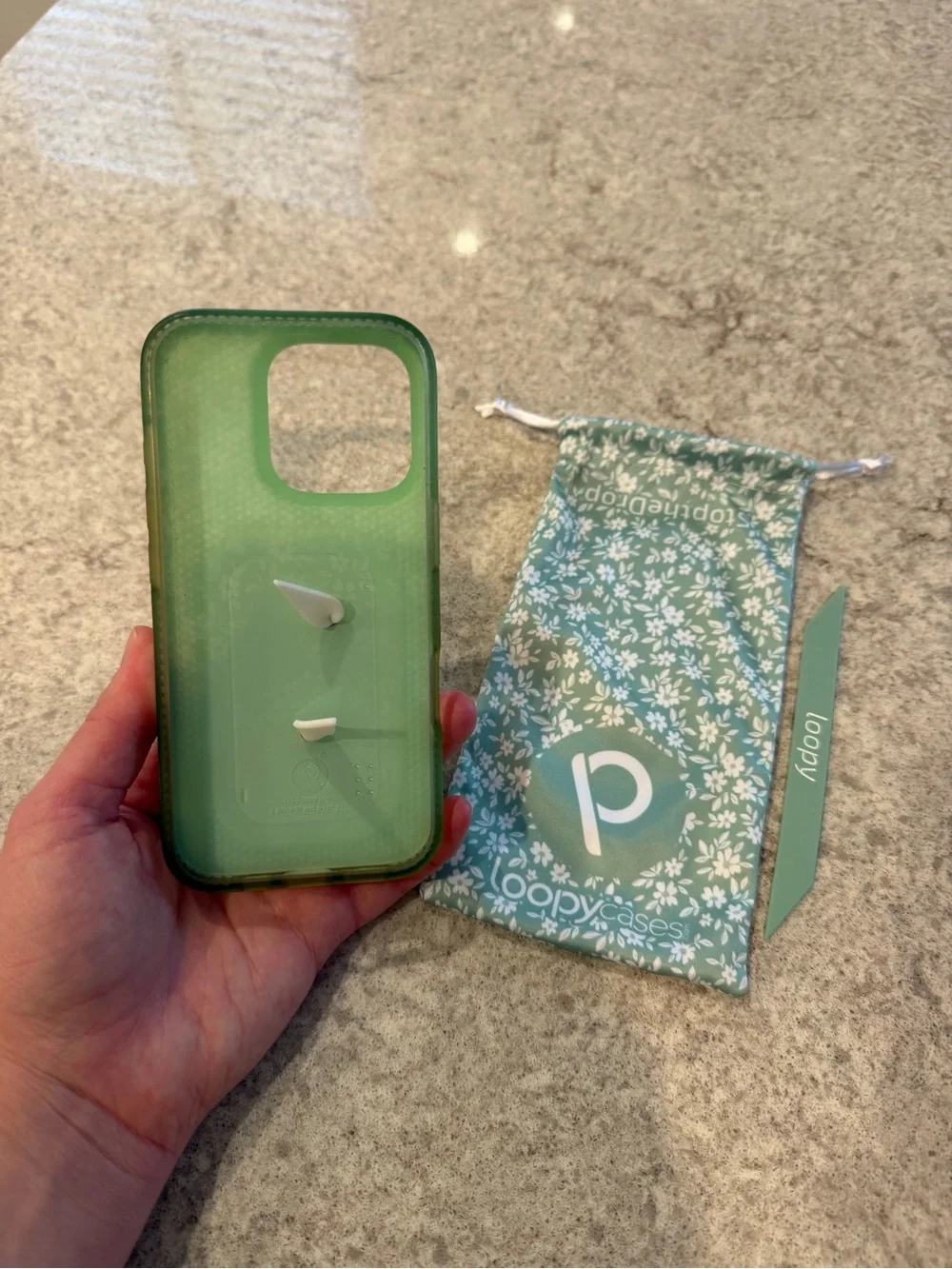Loopy Mint Green Floral Phone Case with Matching Strap